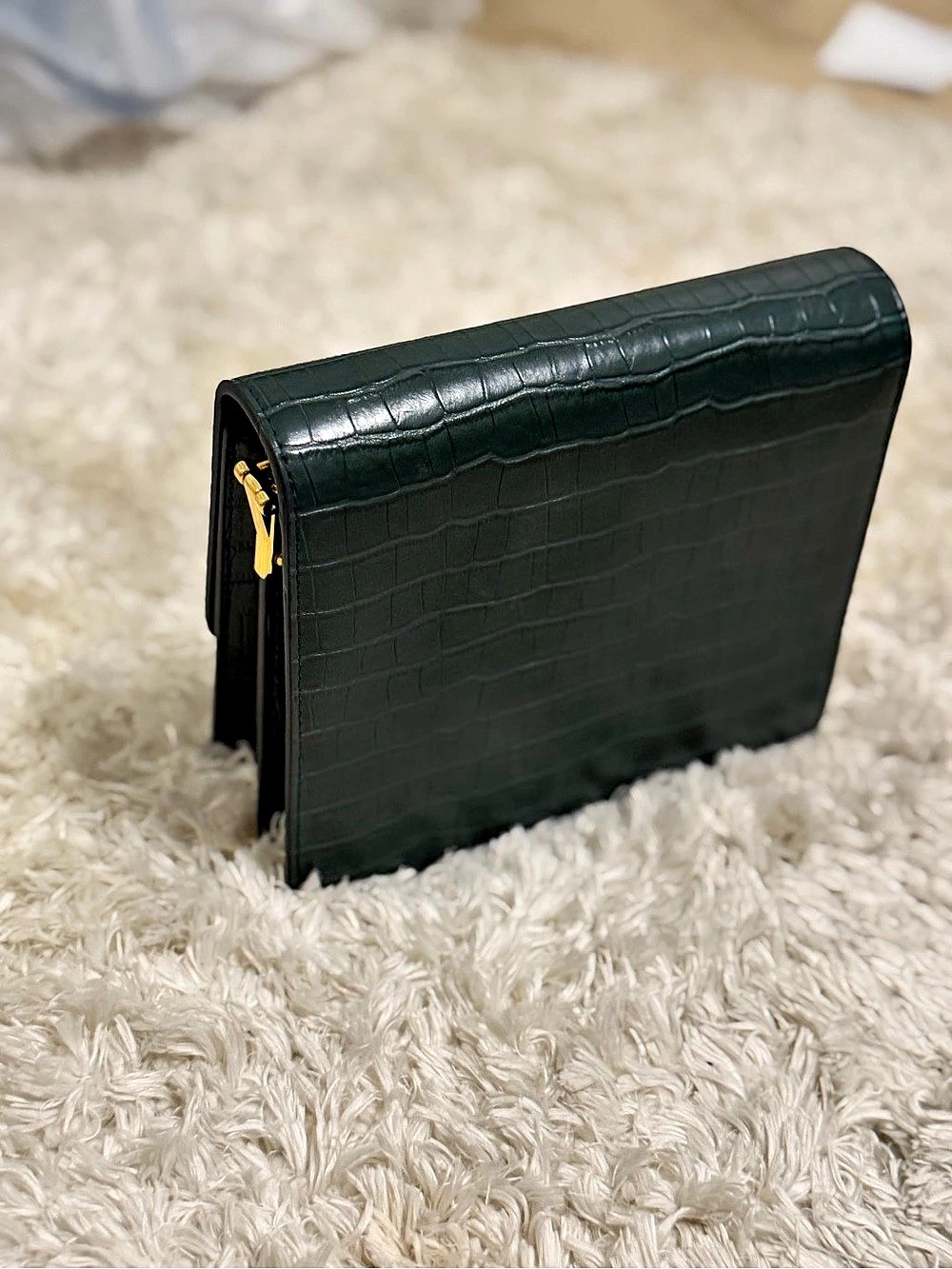 JW PEI Mini Flap Crossbody - Dark Green Croc Green Bag - Picture 3 of 5
